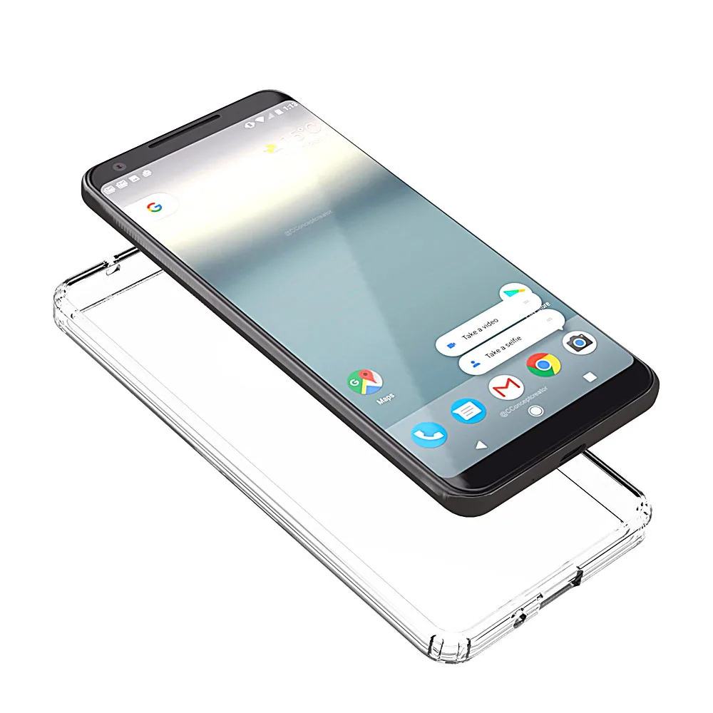 Тонкий прозрачный чехол для Google Pixel 2 мягкая рамка из ТПУ жесткий с защитой от