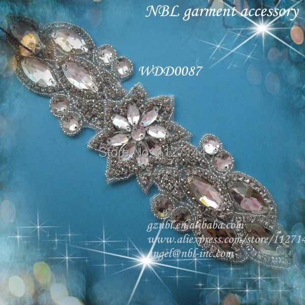 

crystal rhinestone sash applique for wedding evening dress iron on WDD0087