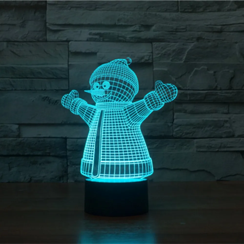 Снеговик в форме Рождество ночник 3D визуальную иллюзию лампа luminaria де меса лампе