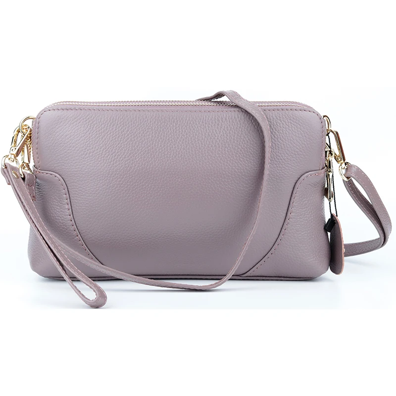 

The First Layer of Cowhide Leather Women Messenger Bags New Arrivals Geometric Double Zipper Cross-body Bag Bolsas Feminina