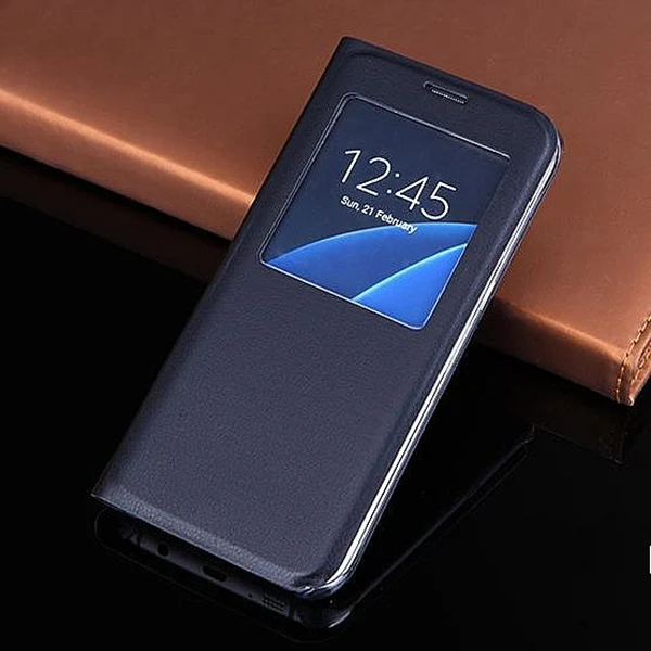Чехол-книжка S7edge для Samsung S7 edge чехол с окошком Galaxy S8 Plus кожаные чехлы телефонов