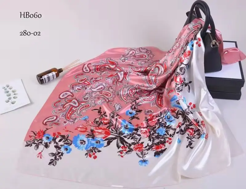 pink white paisley BYSIFA зимний мужской женский черно-белый Шелковый шарф 90*90 см Универсальный геометрический узор большой квадратный шарф обертывания мусульманский головной платок - Цвет: pink white paisley