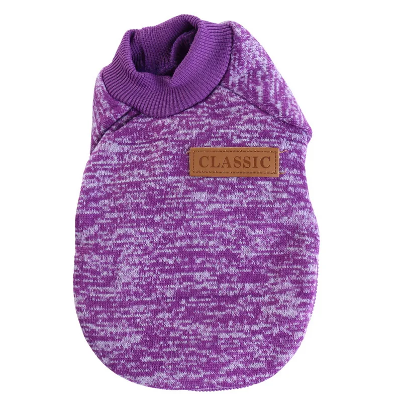 purple Одежда для собак для маленьких собак свитер для Собаки Одежда для собак зимняя мягкая одежда классическая одежда для собак Ropa Perro - Цвет: purple