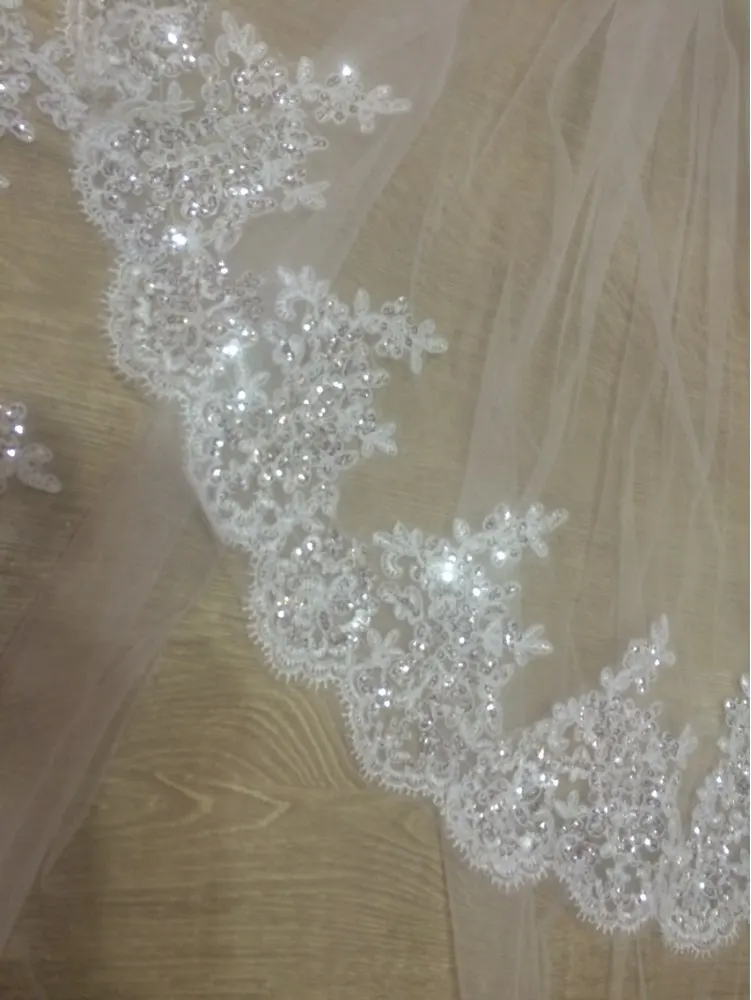 Alexzдра Новая двухслойная кружевная Фата для невесты свадебная фата с аппликацией
