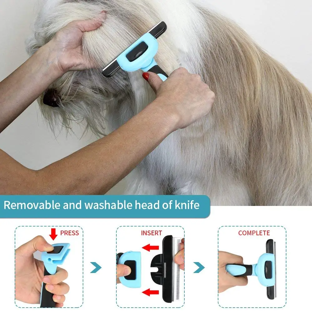 Собака Уход за лошадьми кисточки Pet Dematting расчески Безопасность 2 Двусторонняя