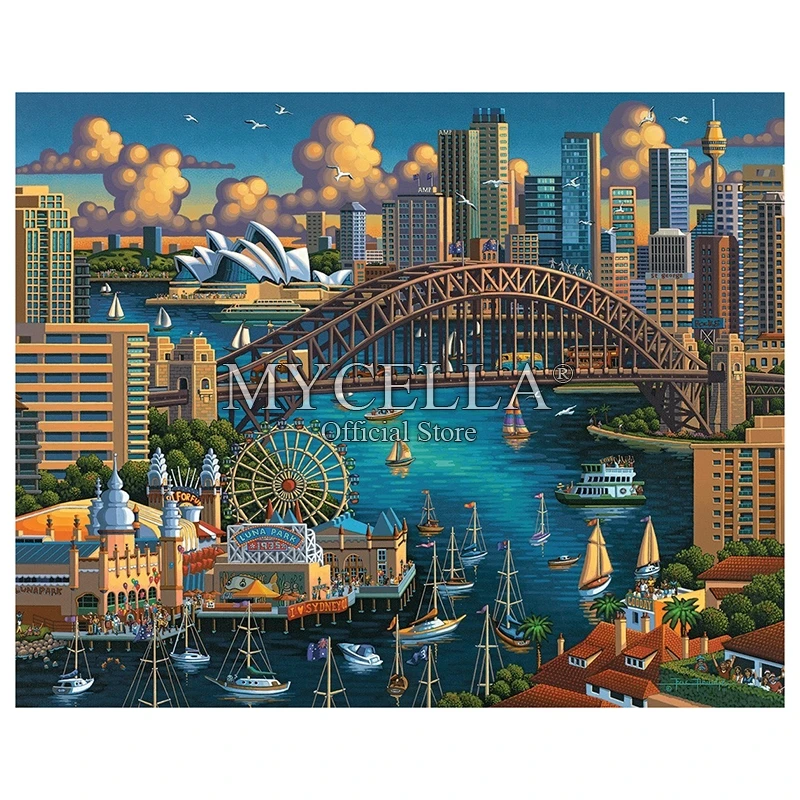 Мультфильм 5d Сделай Сам алмазная живопись Сидней город и место народное