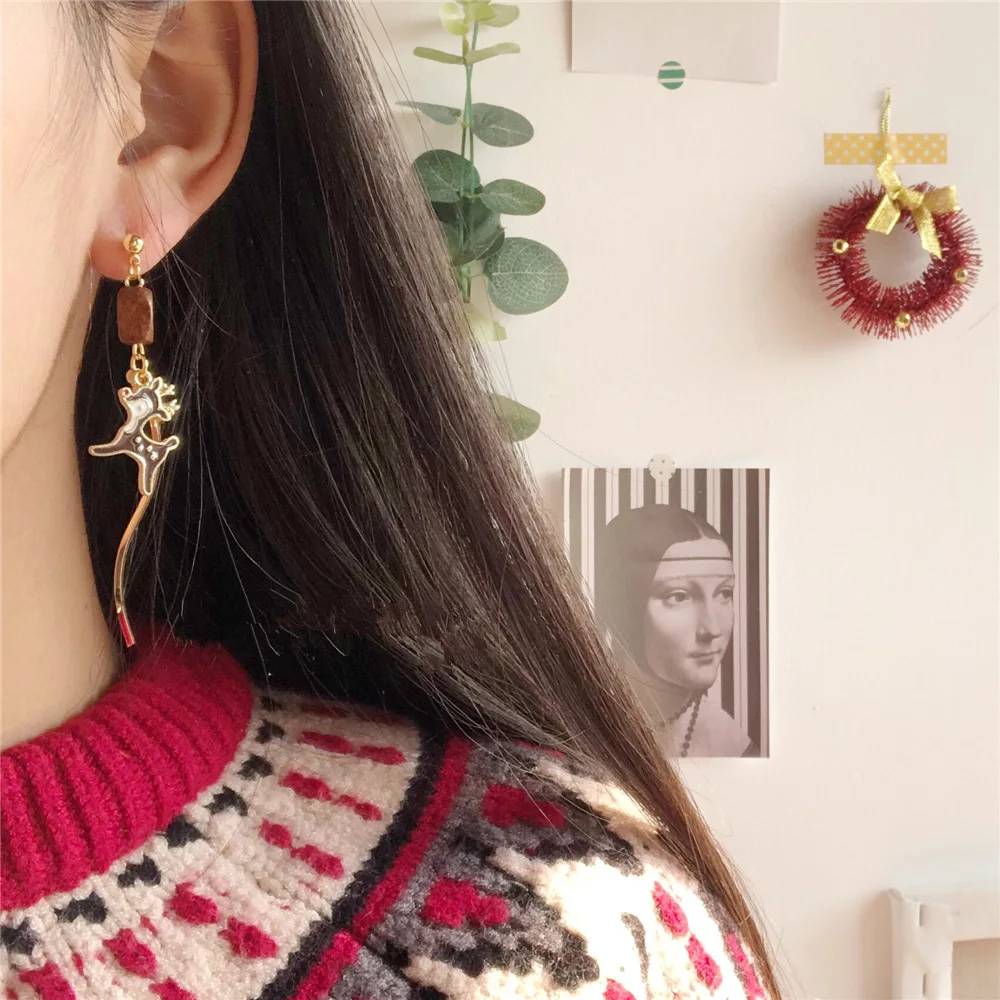 DoreenBeads деревянные серьги гвоздики золотого и коричневого цвета рождественские