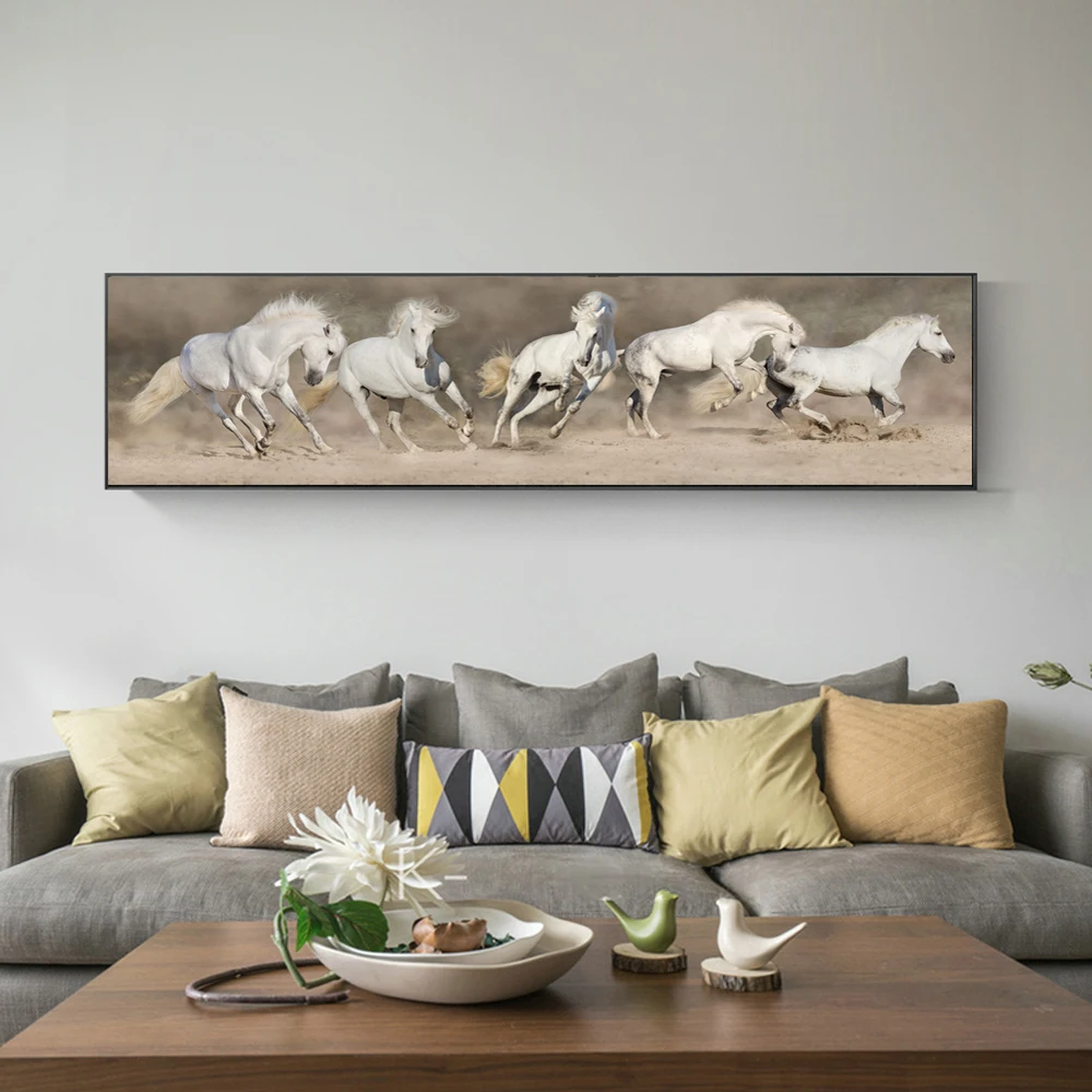 Black and white Horses Wall Art Canvas Prints Moden Animals Posters And Paintings For Bed Room Decor | Дом и сад