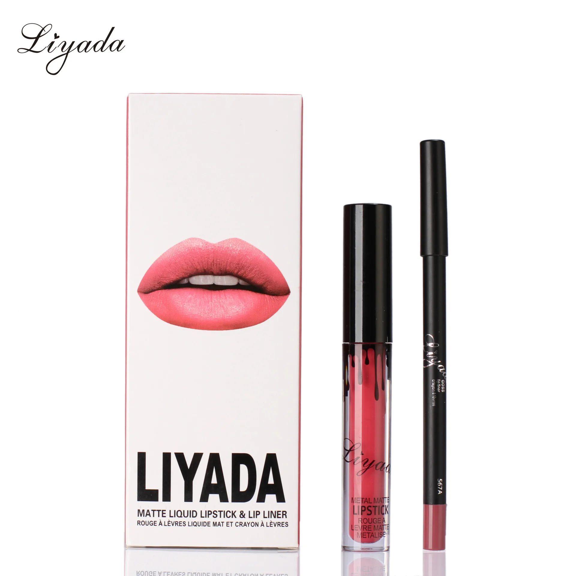 LIYADA 8 компл. Матовая жидкая помада + lips pencil Макияж Lasting Водонепроницаемый Коврики