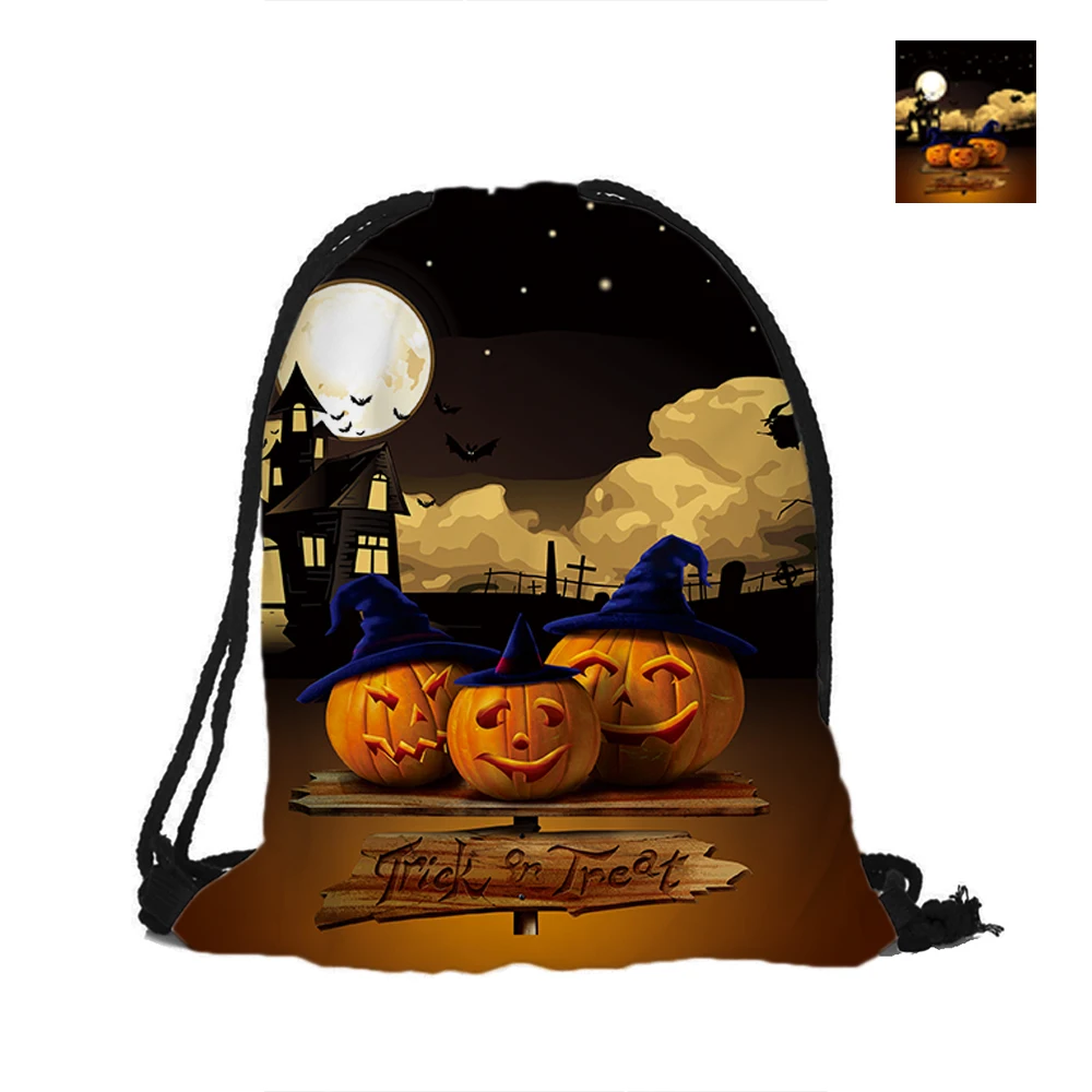 Рюкзак на шнурке для дня Хэллоуина с двусторонней печатью|drawstring backpack|backpack nightbackpack