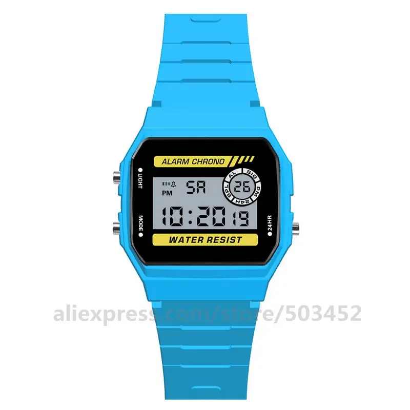 light blue 100 шт./лот HONHX94 зеркало из плексигласа часы Бег наручные часы хронограф календарная дата многозонный водонепроницаемые цифровые часы - Цвет: light blue