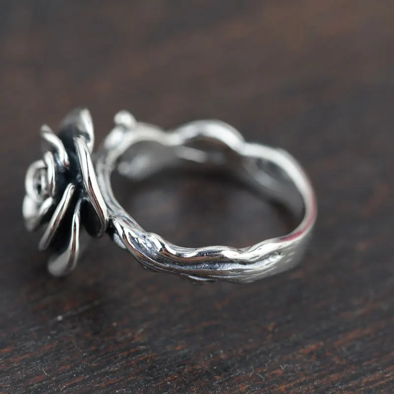FNJ 925 пробы Серебряное кольцо с розами anillos 100% Настоящее S925 тайское для wo мужчин