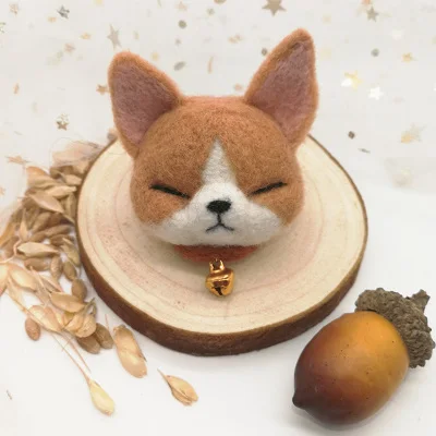 brooch Индивидуальный заказ корги хип кольцо для ключей шерсть фетр DIY Материал Сумка американский короткошерстный ручной работы кошка кукла - Цвет: brooch