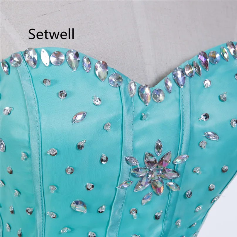 

Setwell 2017 Quinceanera Dresses Strapless Lace Up Back Prom Party Dress High Quality Sequin Quinceanera Dress Custom Made Dress