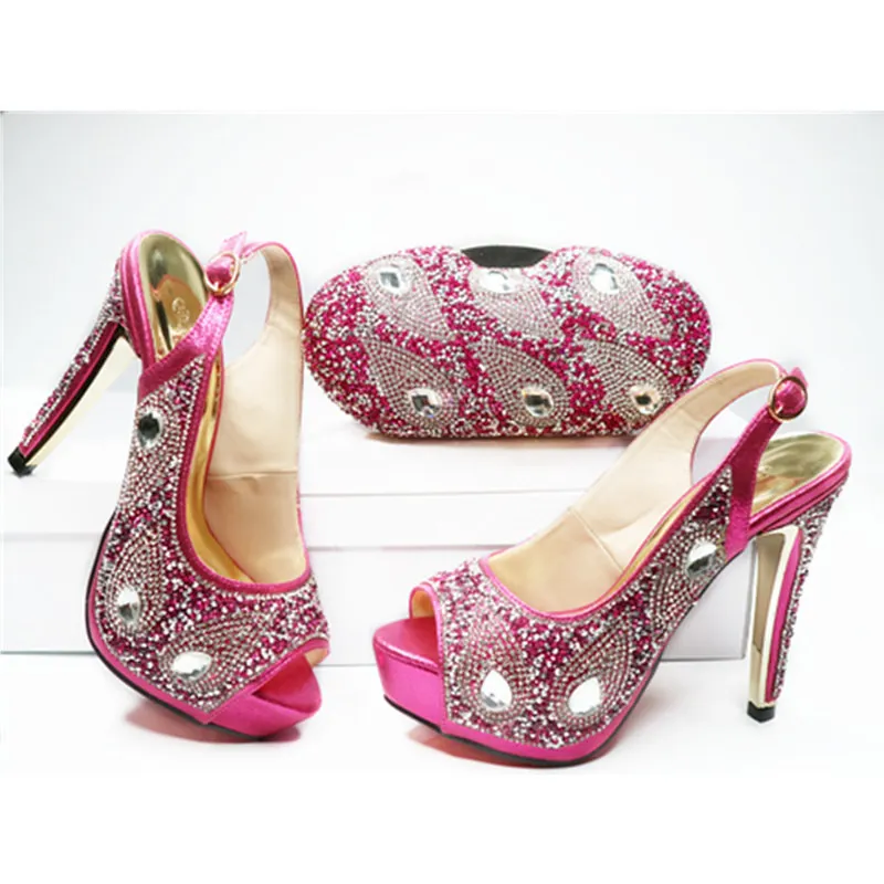 Фуксия Итальянский Соответствия Обувь и Сумка Установить Высокое Качество