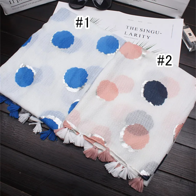 Шарф в горошек из хлопка и льна для девочек весенний студенческий шелковый шарф