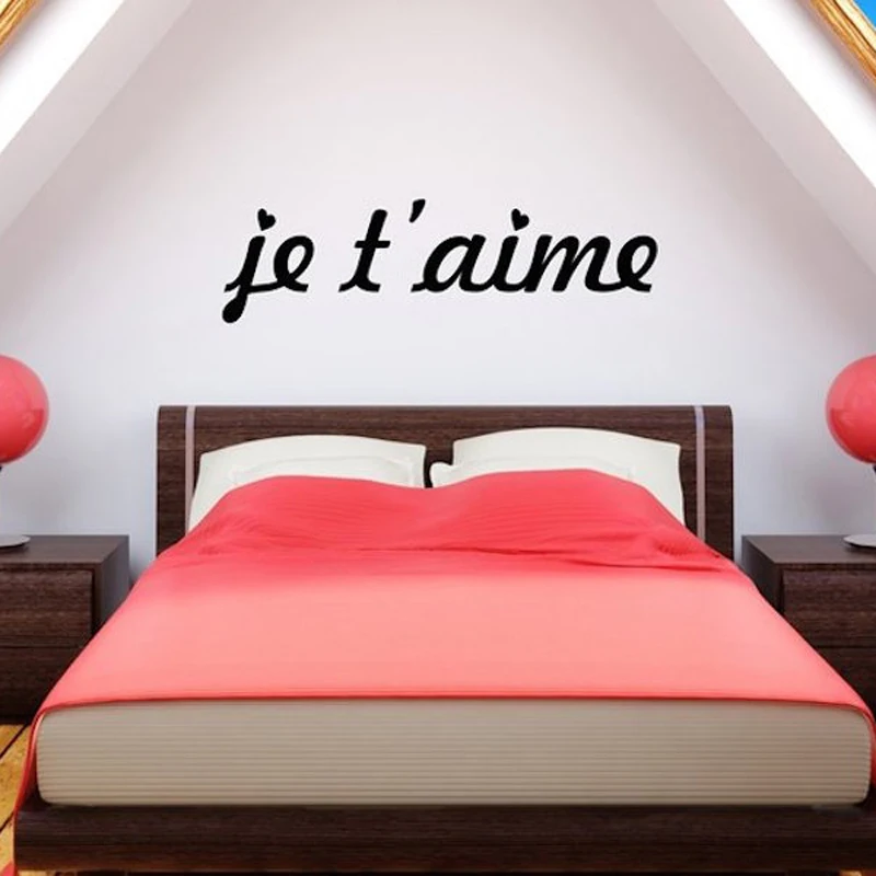 Французский Je T'aime виниловая настенная наклейка художественная обои для