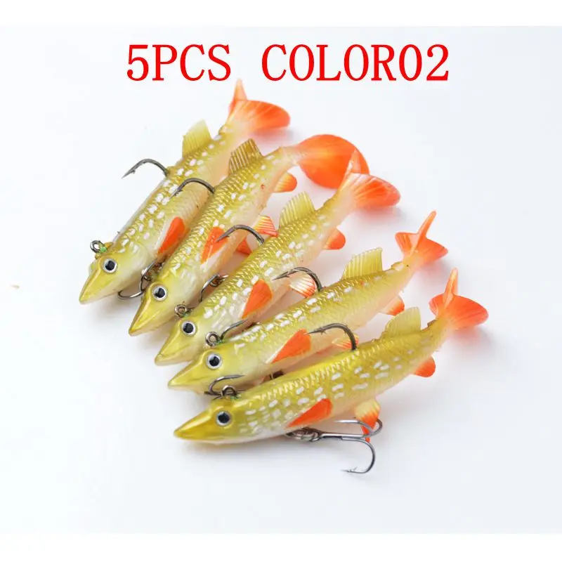 5pcs Yellow TOMA 5 шт./лот, мягкие Свинцовые Приманки для рыбной ловли, 14 г, искусственная Мягкая приманка, Т-образный хвост с 2 крючками, приманка для ловли рыбы, рыболовные снасти - Цвет: 5pcs Yellow