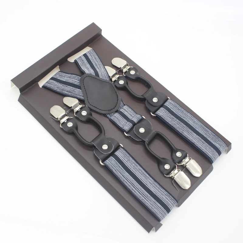STRIPED 02 3,5*120 см модные полосатые подтяжки на 6 клипсах, мужские винтажные повседневные подтяжки для взрослых в западном стиле, регулируемый ремень - Цвет: STRIPED 02