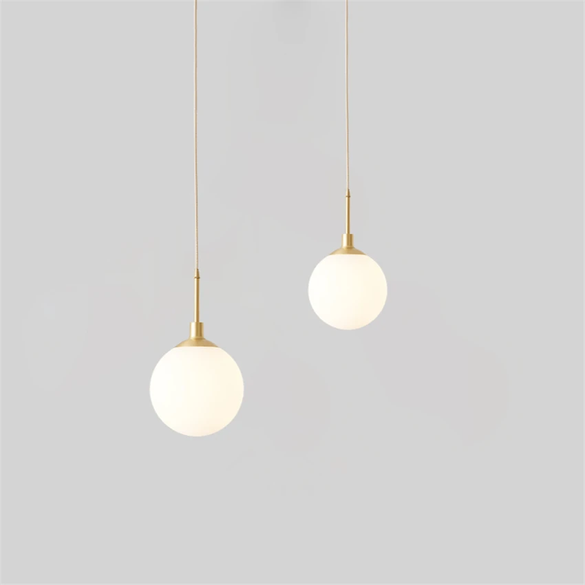 Латунные круглые стеклянные шаровые подвесные светильники прикроватные для