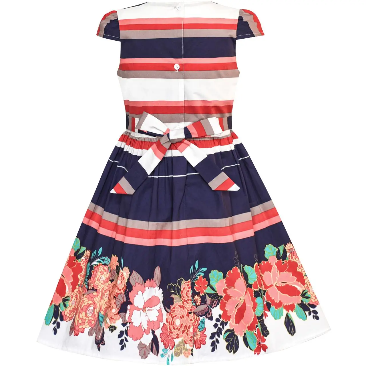 Sunny Fashion платья для девочек новогодние костюмы нашивка Цветок Рукав Хлопок Платье