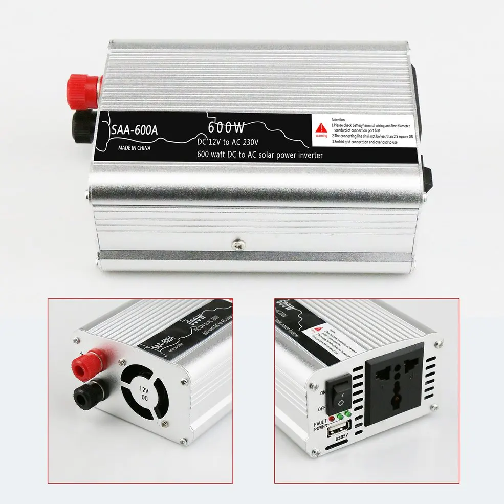 SAA 300/400/500/600/800/1000/1200/1500W инвертор автомобиля Напряжение инверсор DC12V для AC220V Мощность Инвертор адаптер