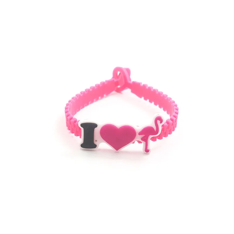 Flamingo I LOVE 10 шт./лот Единорог/Фламинго/Русалка Вечерние резиновый браслет украшения для дня рождения детский душ подарки на праздник - Цвет: Flamingo I LOVE