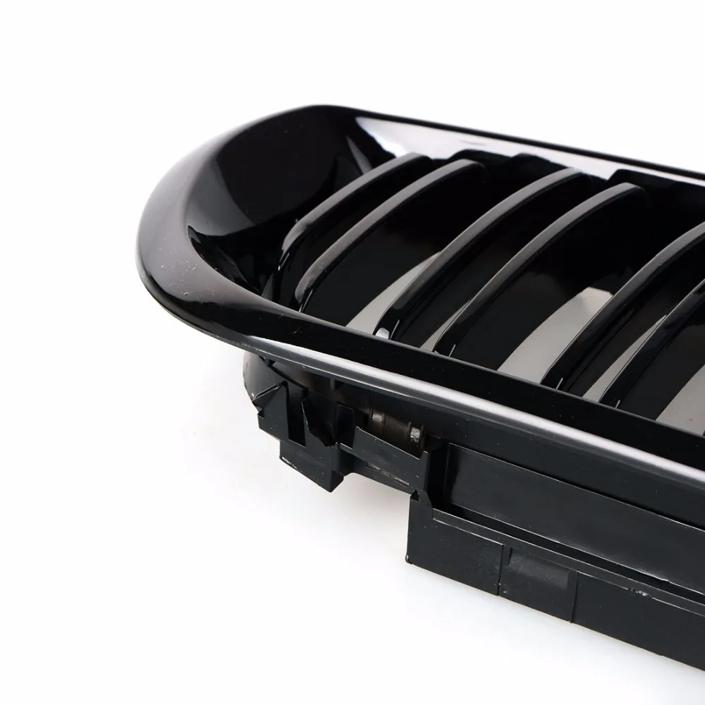 1 пара автомобильный стиль глянец черная Передняя ножка двойная планка гриль