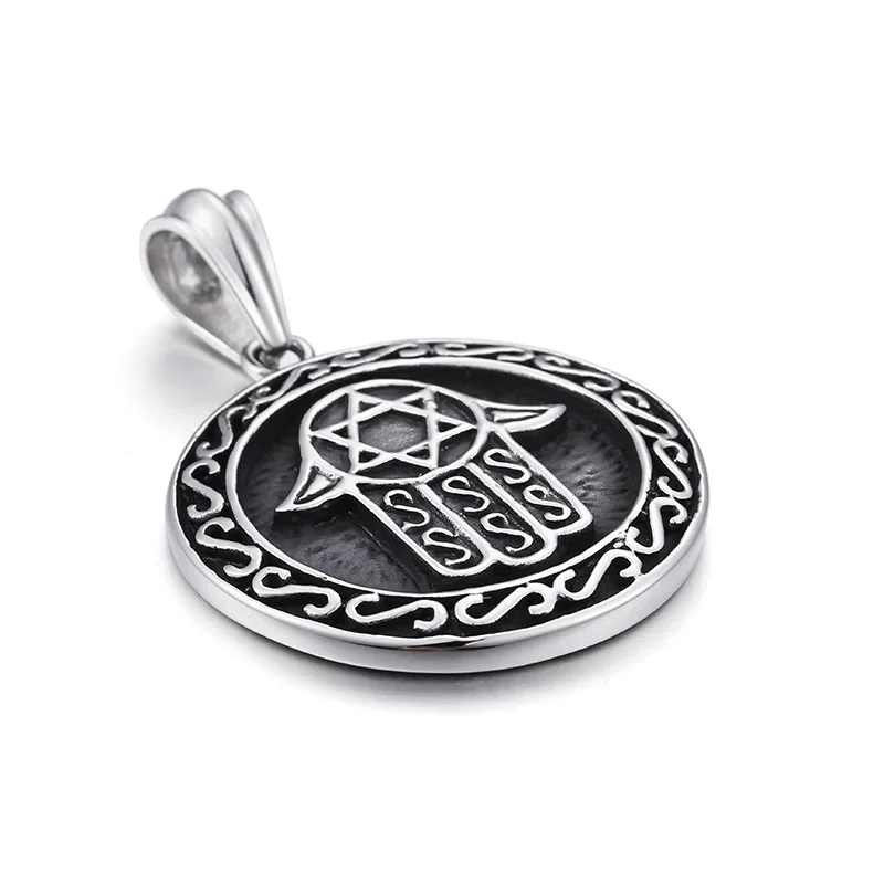 Ретро ювелирные изделия Фатима рука Мужская ладонь Круглый Кулон европейские
