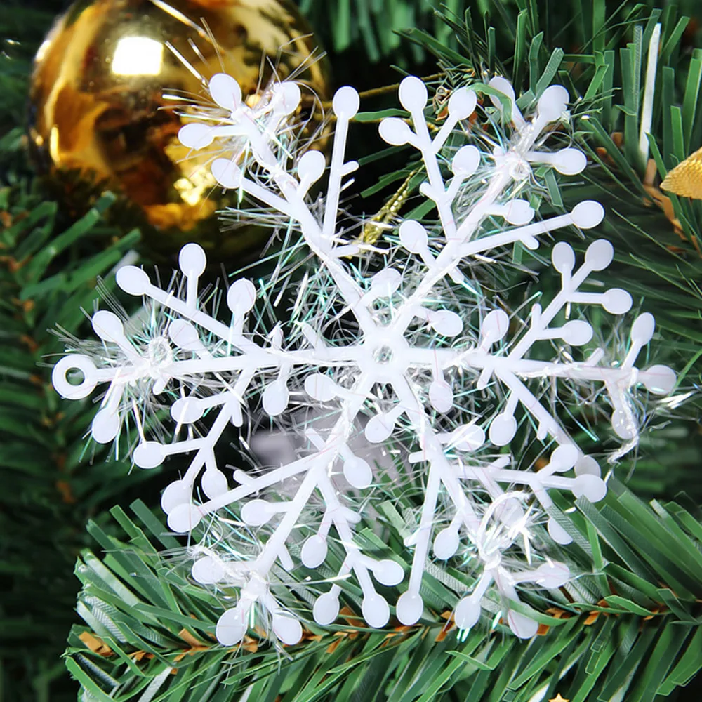 Рождественское украшение 30 шт./лот белая пластиковая Рождественская Снежинка