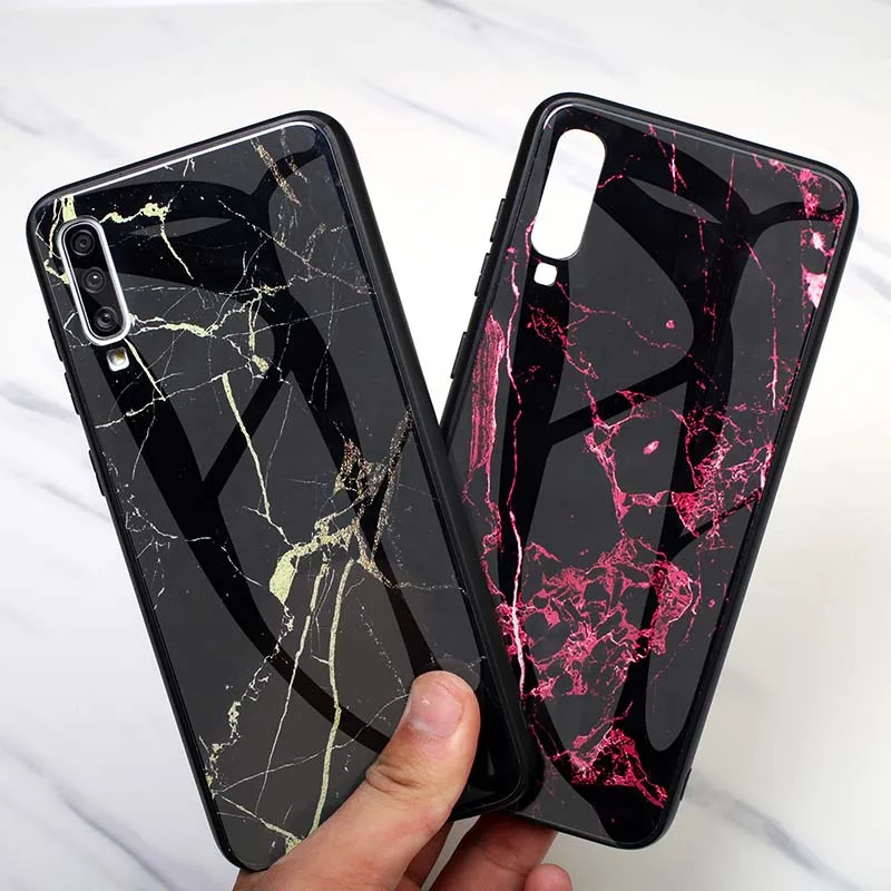 Чехол из мраморного стекла для Samsung Galaxy A70 A 20 30 50 51 71 M стильное закаленное стекло с