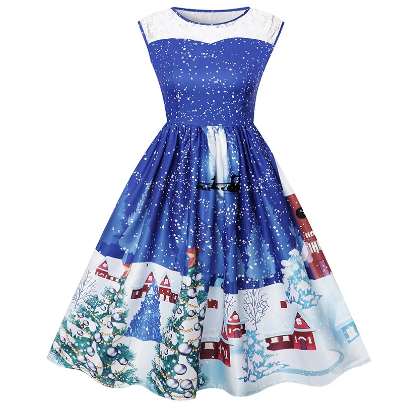 Рождественские платья летнее платье женское 2018 Новый год больших размеров Xxl