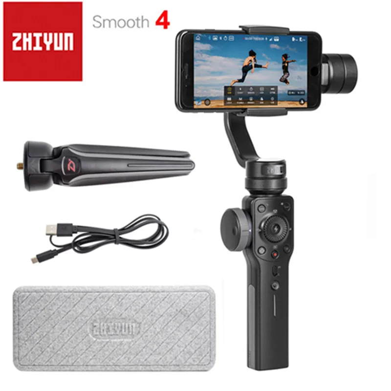 Zhiyun Smooth 4 3-осевой портативный смартфон сотовый телефон видеокамеры Стабилизатор для iPhone X, 8, 7 Plus, 7, 6 S, xiaomi samsung S9 S8 7 с Gopro адаптер - Цвет: Smooth 4