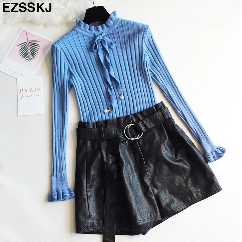 NEW vintage thick Autumn Winter Sweater pullovers Women ruffled collar Long Sleeve bow sweater female soft pullover top | Женская одежда