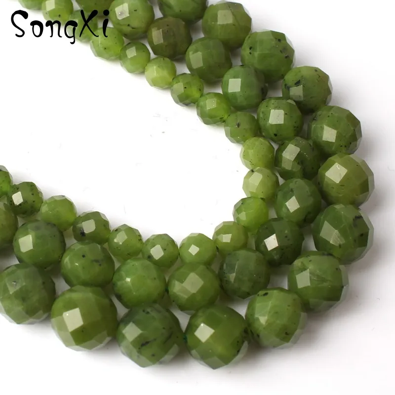 Натуральный граненый зеленый канадский нефрит для изготовления ювелирных