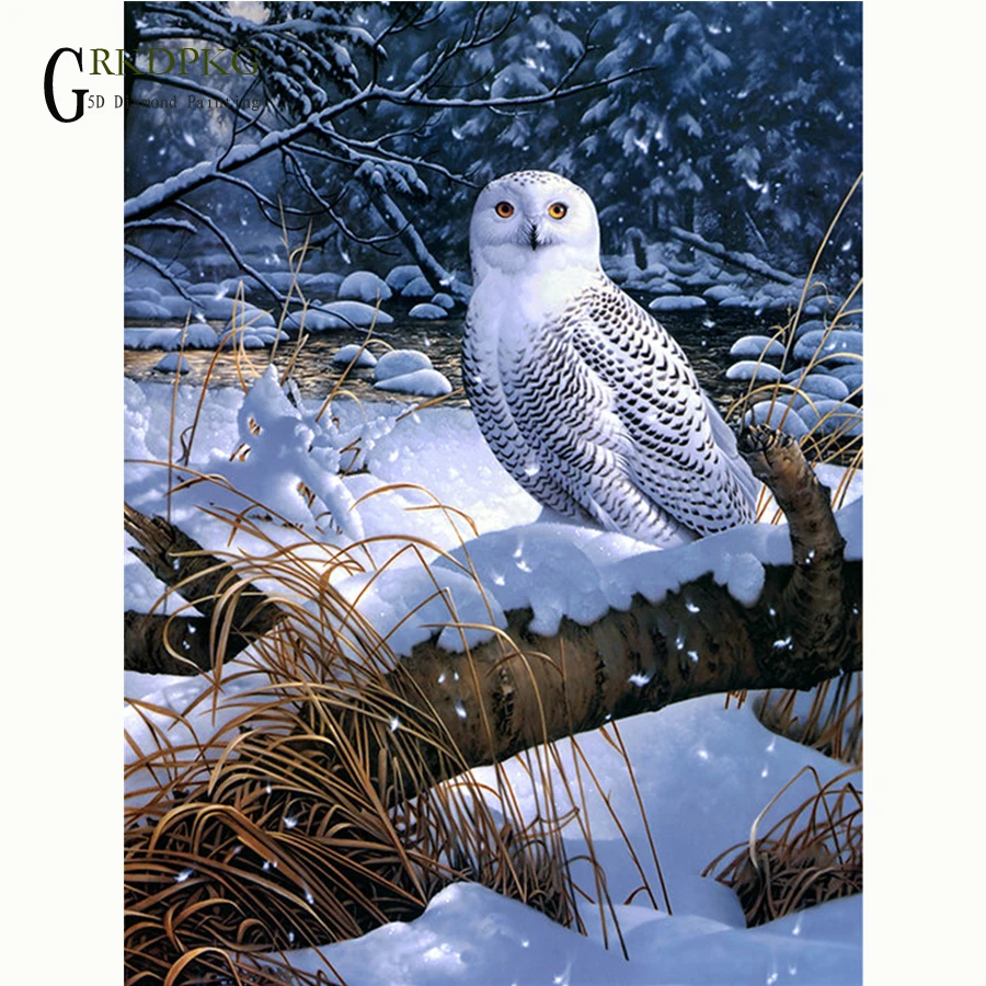 

Full round drill 5D diamond painting owl in the snow DIY diamond embroidery birds butterfly Cross Stitch Rhinestone mosaic home