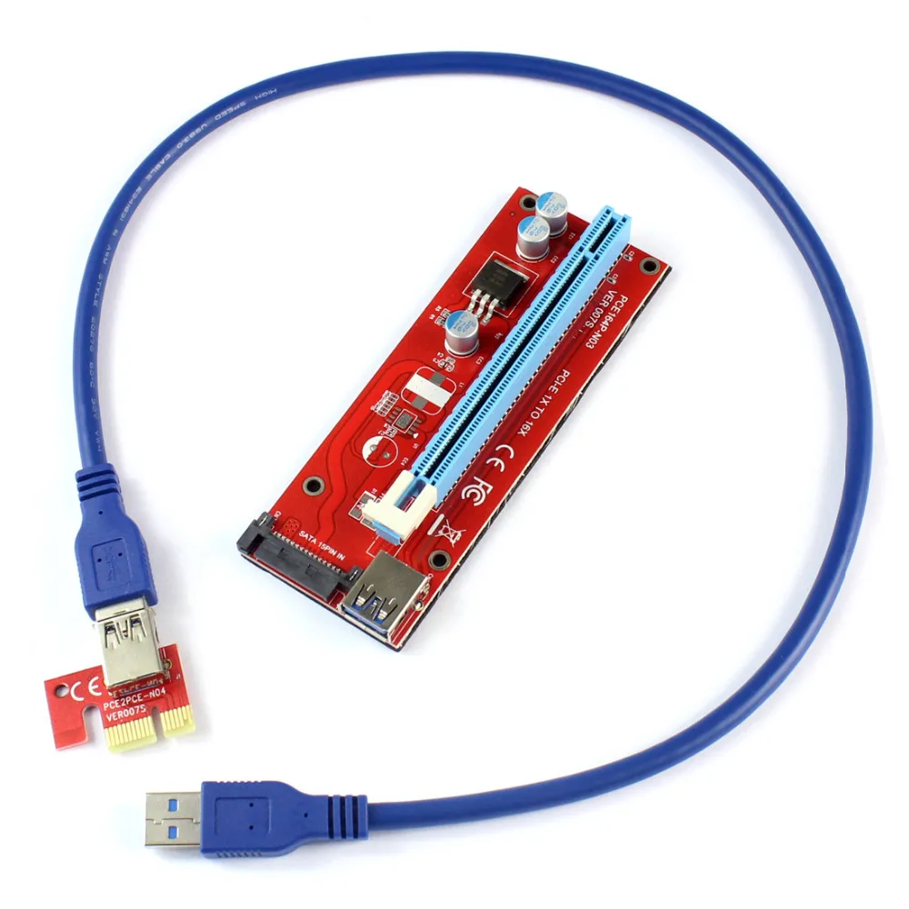 PCIE 1X до 16X Графический удлинитель SATA адаптер питания карта для ETH Bitcoin Mining