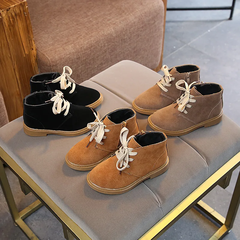 2018 New Children Shoes PU Leather Waterproof Martin boots Kids leather shoes Girls Boys Rubber Boots Fashion Sneakers | Детская одежда