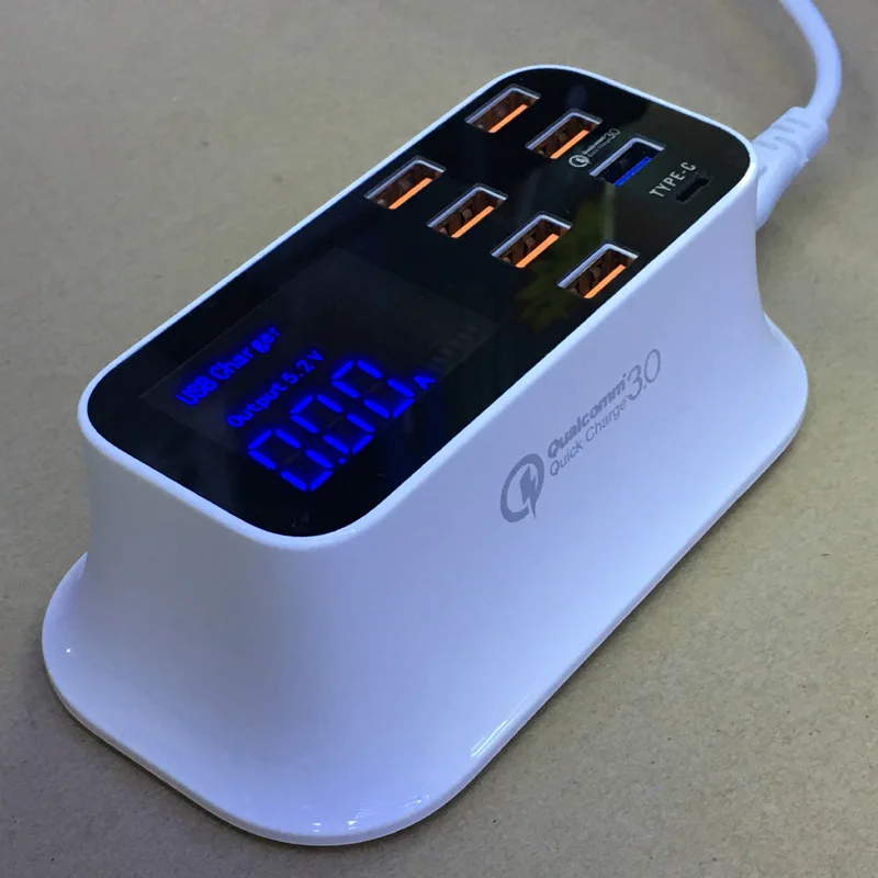 QC3.0 телефон со светодиодным дисплеем 8 USB портов|Адаптеры для розеток| |