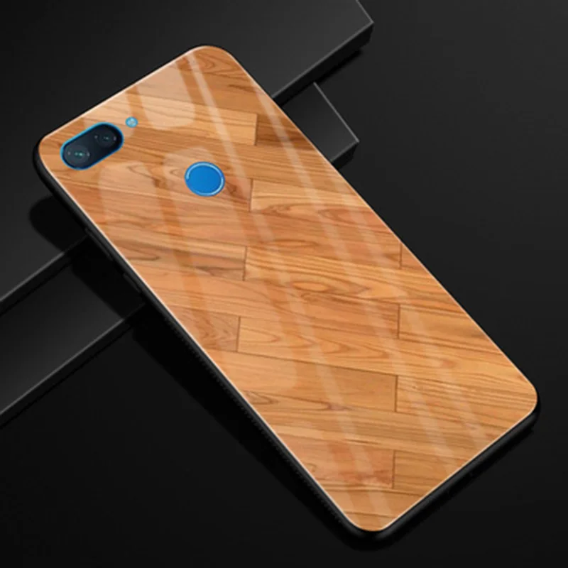 6 26 &quotДерево стильное закаленное стекло чехол для xiaomi mi 8 lite силиконовая рамка