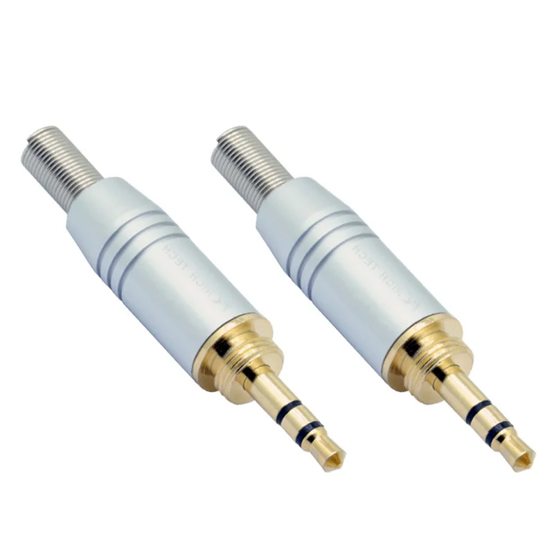 100pcs Aluminum Tube 3 poles 3.5mm stereo male plug screw-in wire connector with spring Gold Plated Plug Jack R Connector | Обустройство