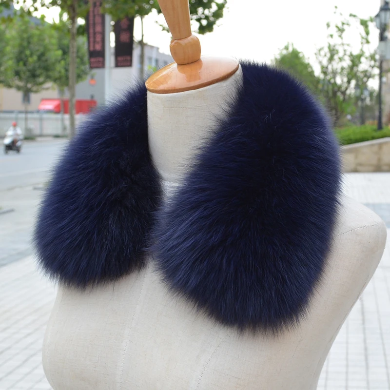 ZDFURS* Женская одежда Аксессуары для воротника модные меховые шарфы из натурального Лисьего меха воротник квадратный ZDC-163007 - Цвет: dark blue