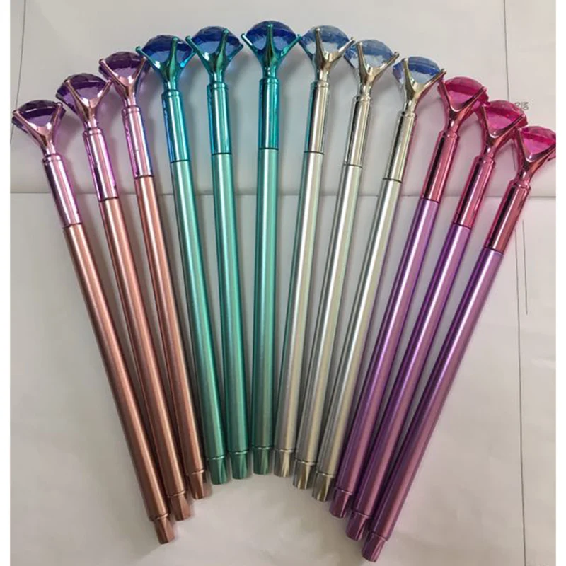12Pcs Kawaii Diamond Gel Pencils Set 0.5mm Black Blue Ink Color Ballpoint Pens Magical Crystal Ball Pen School Office Stationery