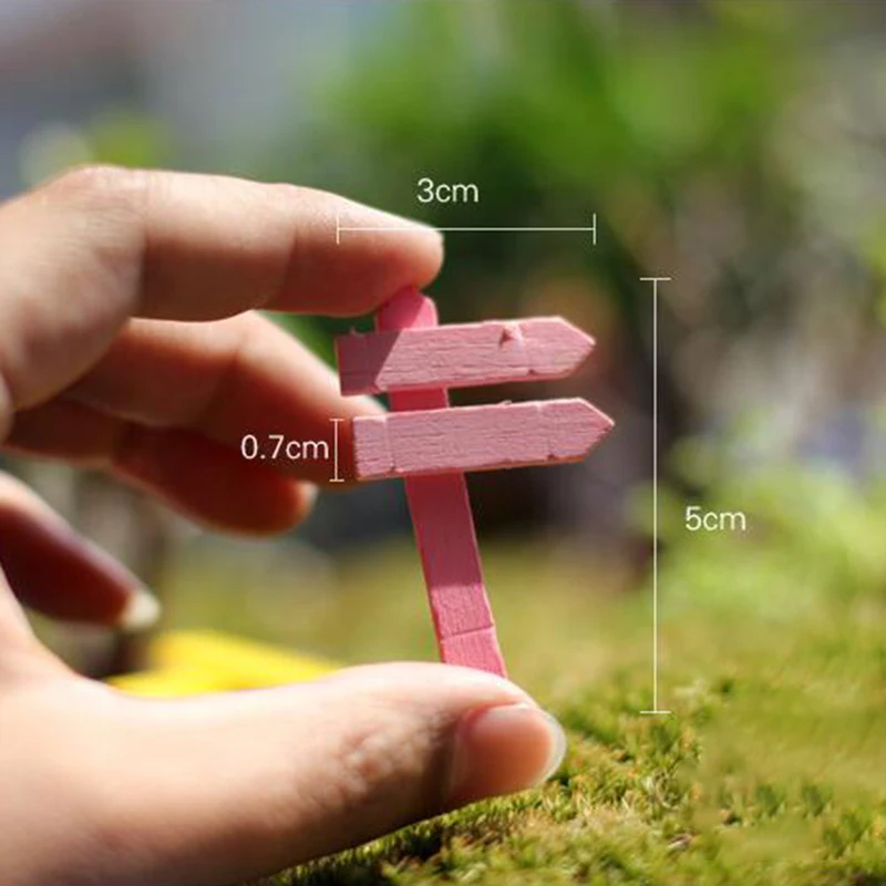 10Pcs Mix Color Wood Stake Fairy Garden Miniature Bonsai Decor Resin Craft Decorative Figurines Micro | Дом и сад