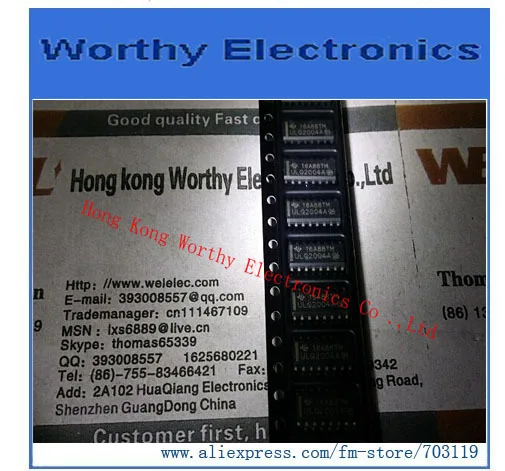 

Free shipping 10pcs/lot ULQ2004ADR ULQ2004AD ULQ2004A ULQ2004 TRANS 7 NPN DARL 50V 500MA 16SO