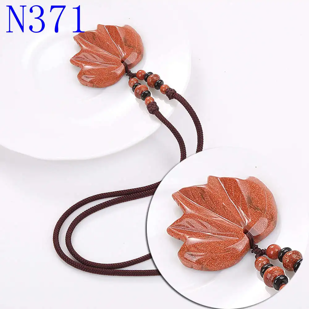 Goldstone Yumten бирюзовый кулон ожерелье кленовый лист цепочка на свитер аксессуары женские модные украшения натуральный камень мощность драгоценный камень подарок подвеска женская цепочки женские - Цвет камня: Goldstone