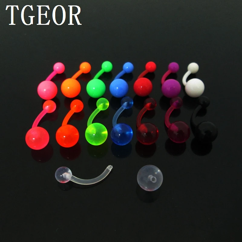 Лидер продаж оптовая продажа 100 шт. однотонное акриловое кольцо на пупок