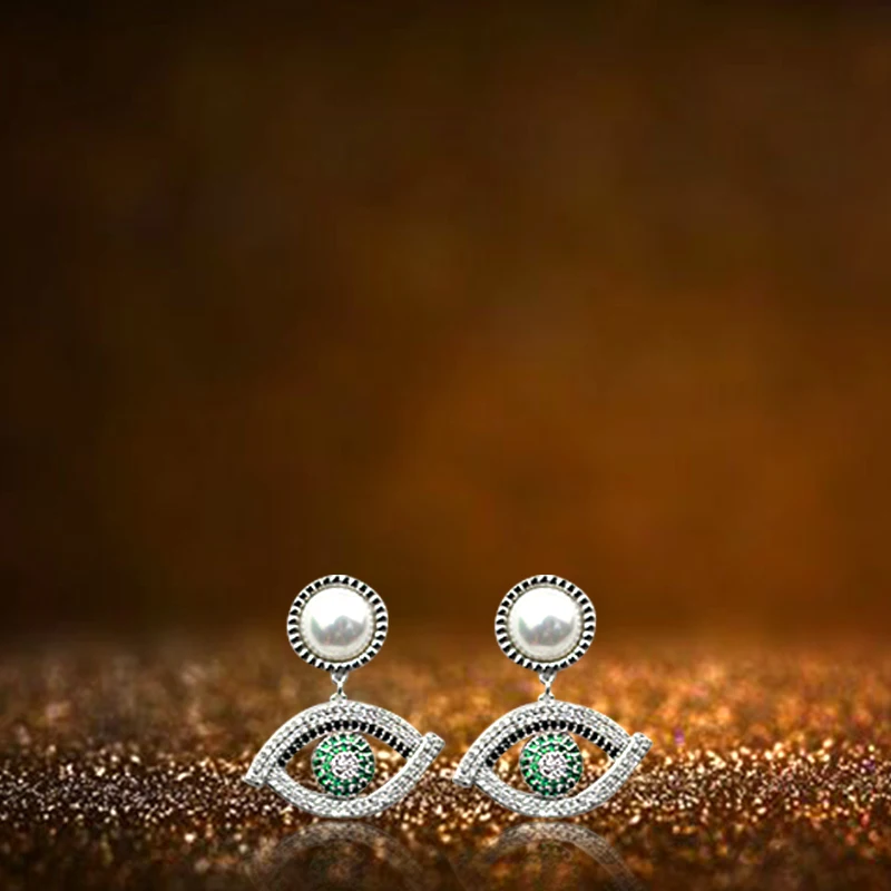 Серьги MADALENA SARARA S925 иглы Висячие фианит AAAA и Кристалл инкрустированные глаза