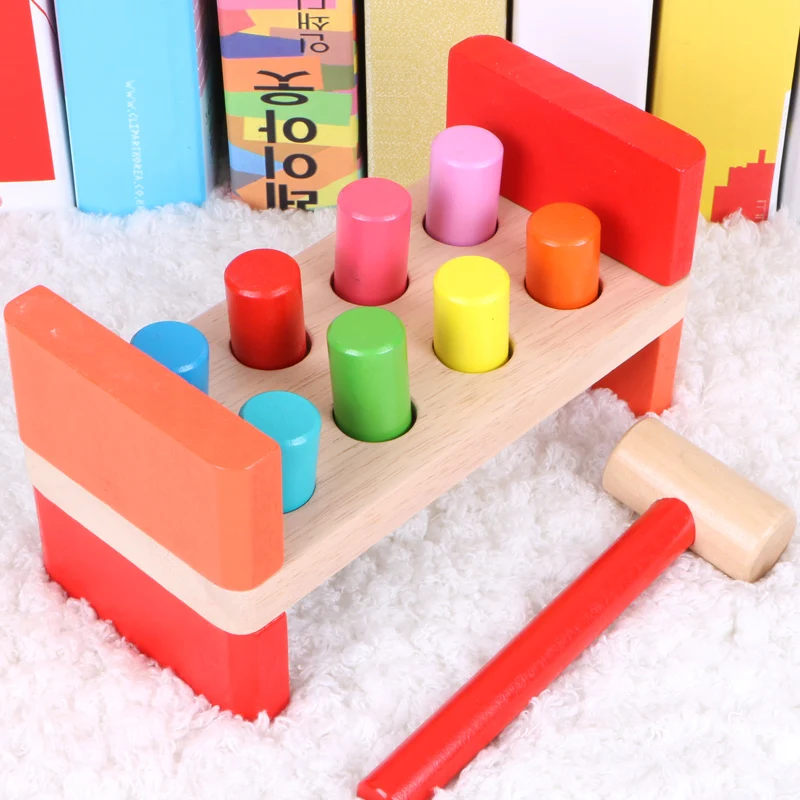 

Game Kids Toys Wood 3D Puzzle Early Wooden Hammer Bench Pound a Peg Educational Toddler Toy For Children 2018 ME2944H