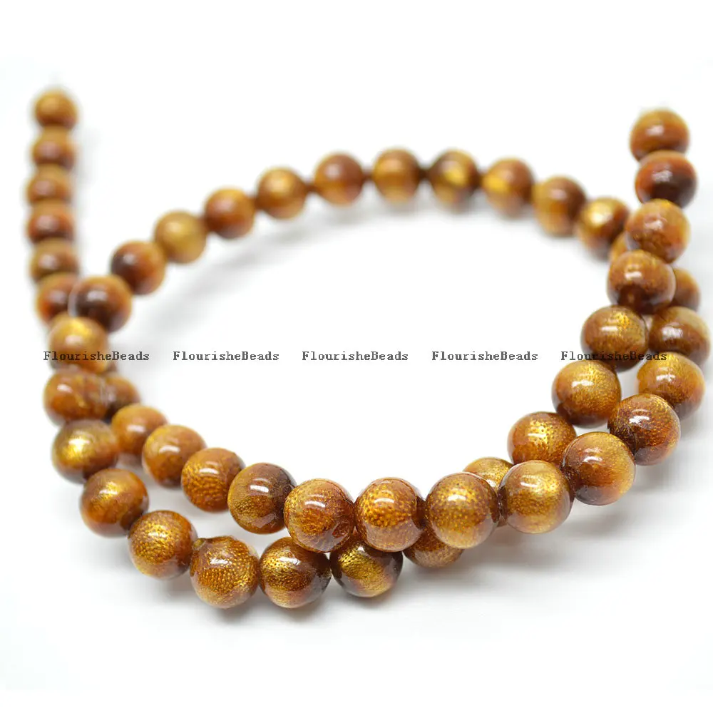 

Beautiful Gold Color Sea Bamboo Coral Round Loose Beads 6mm 8mm 10mm